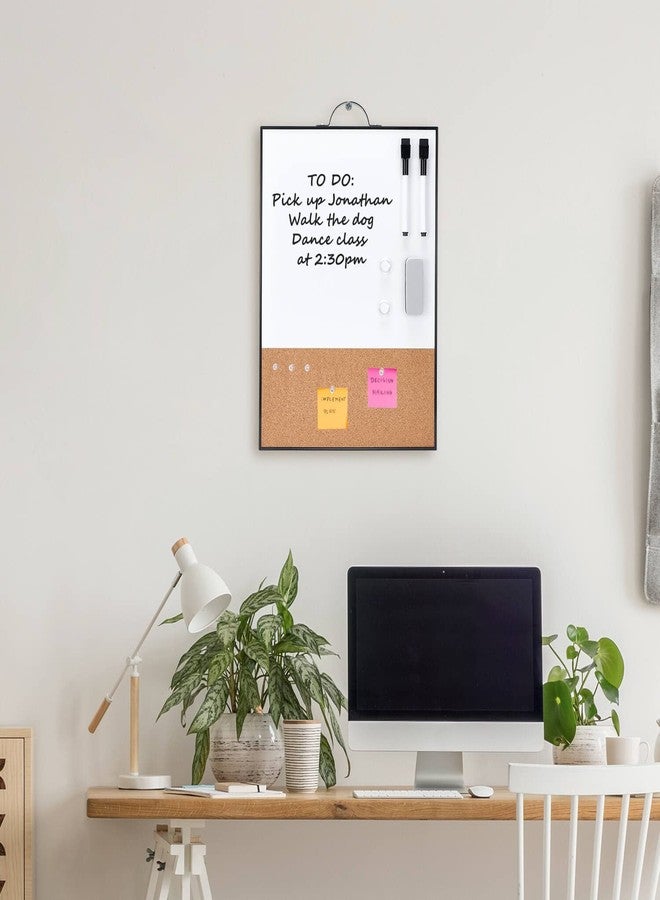 TSJ OFFICE Small Whiteboard Cork-Board - 16" X 12" Portable Aluminum Black Framed Magnetic Dry Erase Board, Small Bulletin Cork Board with Holder for Office, Home and School - Image 2