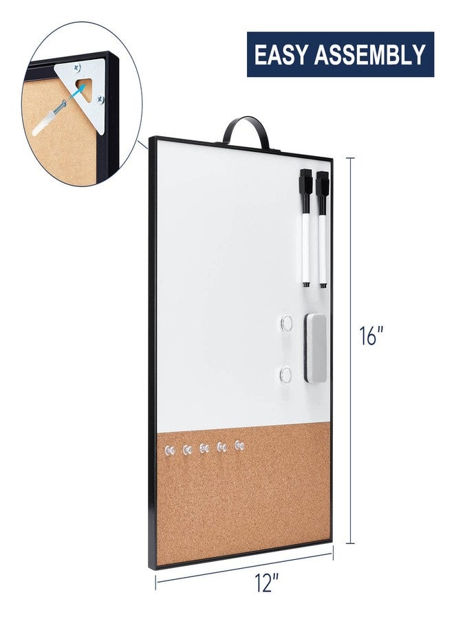 TSJ OFFICE Small Whiteboard Cork-Board - 16" X 12" Portable Aluminum Black Framed Magnetic Dry Erase Board, Small Bulletin Cork Board with Holder for Office, Home and School - Image 4