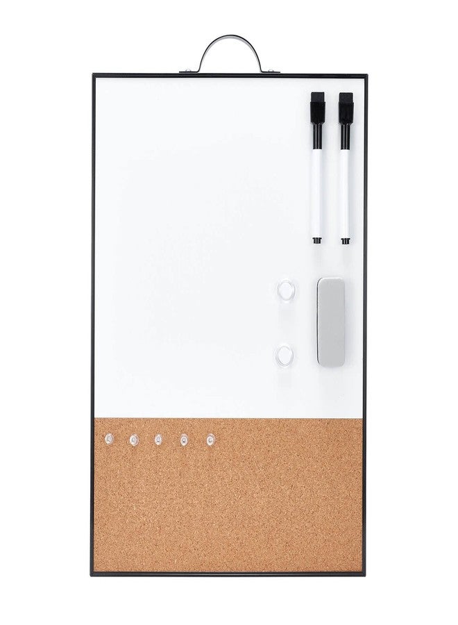 TSJ OFFICE Small Whiteboard Cork-Board - 16" X 12" Portable Aluminum Black Framed Magnetic Dry Erase Board, Small Bulletin Cork Board with Holder for Office, Home and School - Image 1