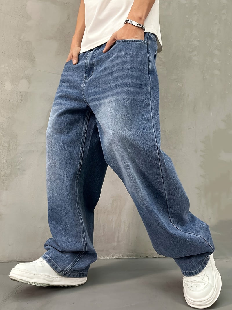 Men'S Jeans Wide Leg Loose Trousers Retro - Image 2
