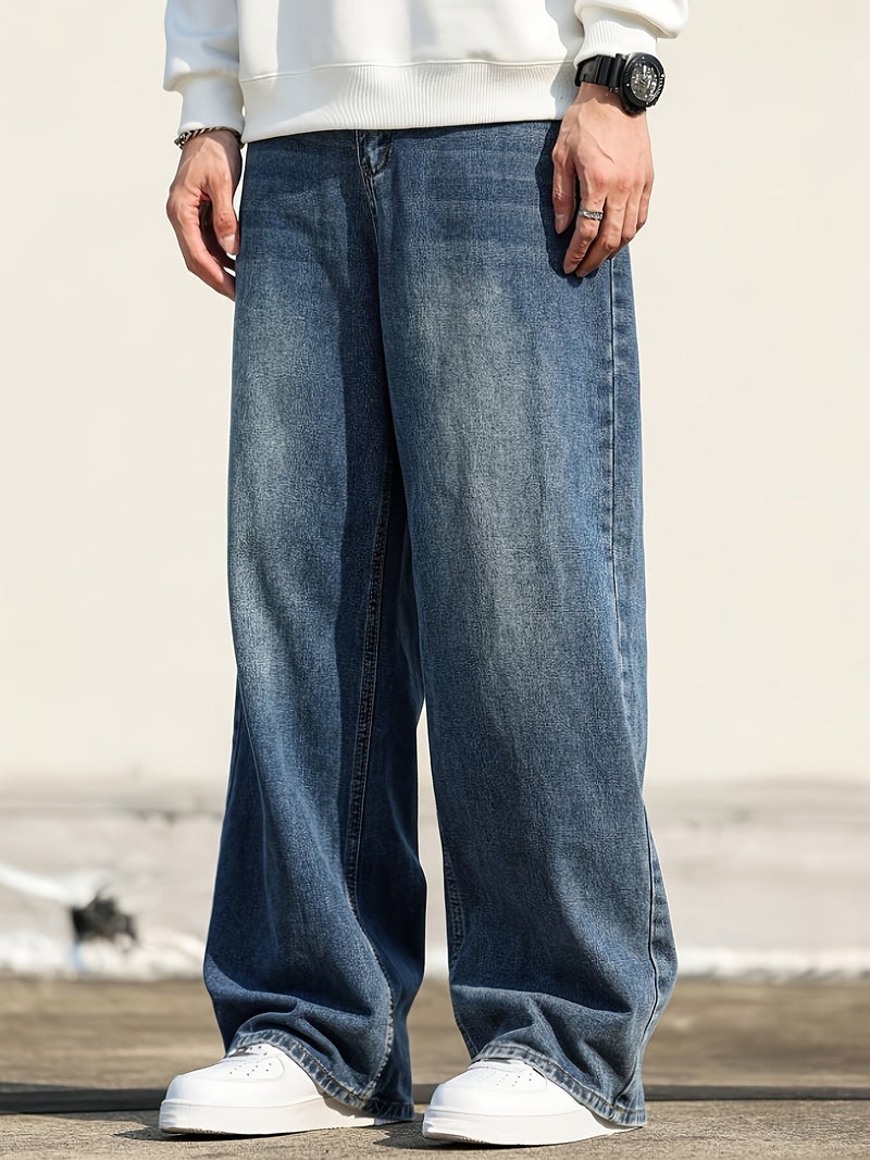 Men'S Jeans Wide Leg Loose Trousers Retro - Image 3