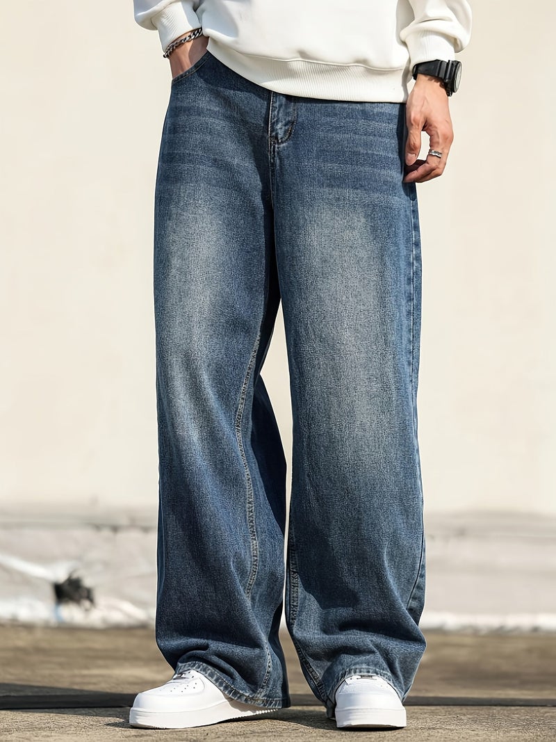 Men'S Jeans Wide Leg Loose Trousers Retro - Image 5