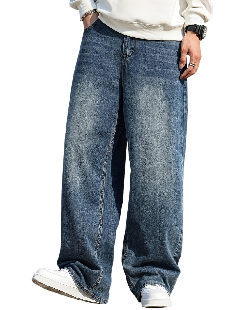 Men'S Jeans Wide Leg Loose Trousers Retro - Image 1