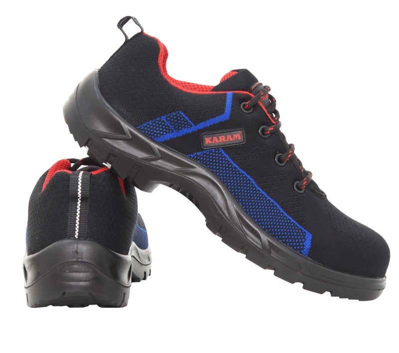 KARAM Flytex FS204 Safety Shoes for Men | Sporty Design, Lightweight with Single Density | Antistatic, Antislip, Oil & Heat Resistant with Fiber Toe | Black & Blue | Size-12 - Image 5