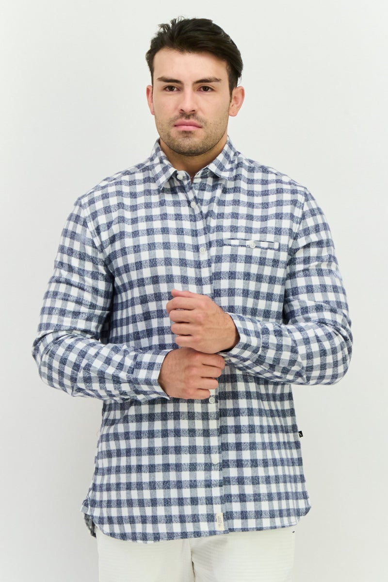 Civil Society Men Regular Fit Plaid Long Sleeves Casual Shirt, White  - Image 1