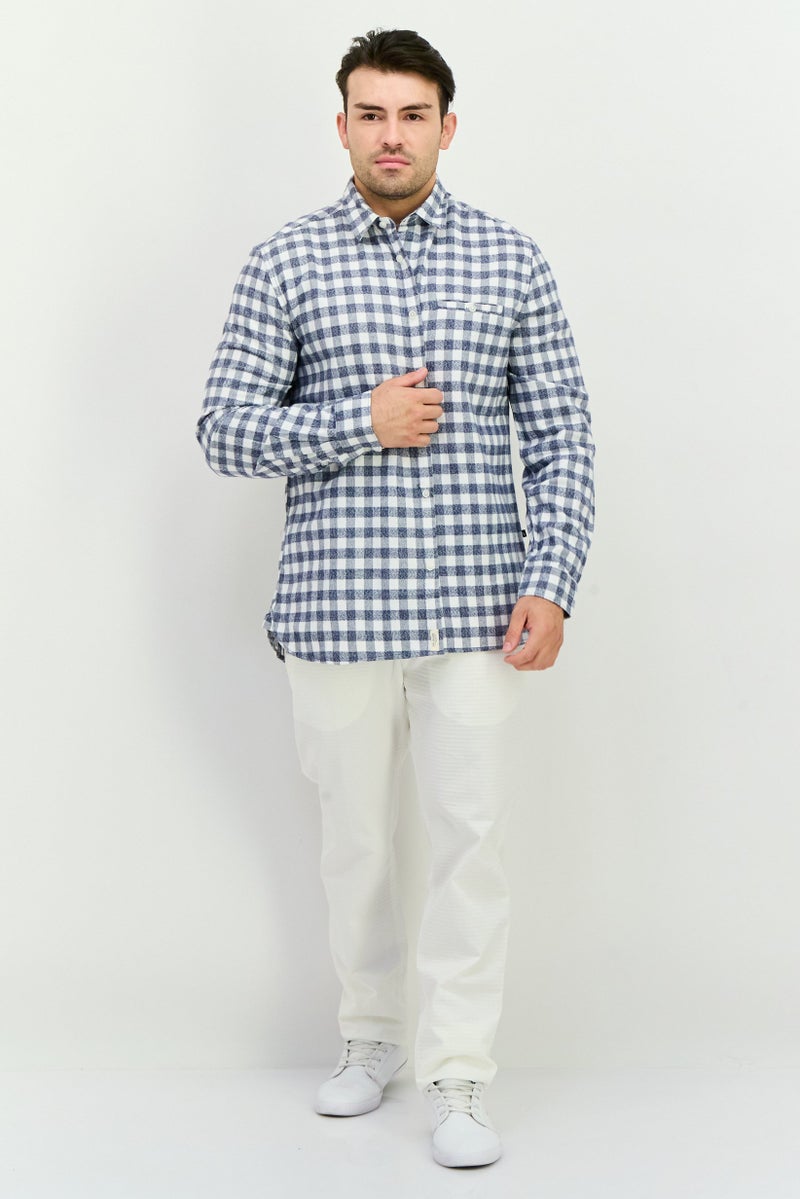 Civil Society Men Regular Fit Plaid Long Sleeves Casual Shirt, White  - Image 4