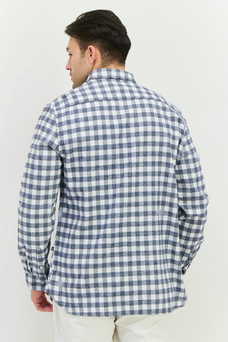 Civil Society Men Regular Fit Plaid Long Sleeves Casual Shirt, White  - Image 3