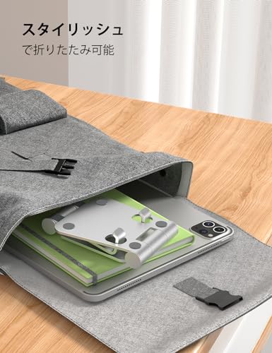 Nulaxy Dual Folding Cell Phone Stand, Fully Adjustable Foldable Desktop Phone Holder Cradle Dock Compatible with iPhone 17 16 15 14 13 12 11 Pro Max Xs Xr X 8, Nintendo Switch, All Phones - Silver - Image 5