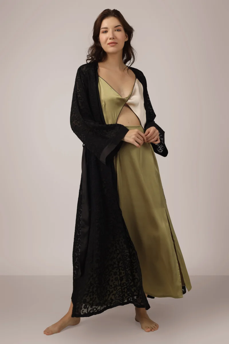 After Dark Andrea, Olive Black Nightdress and Gown