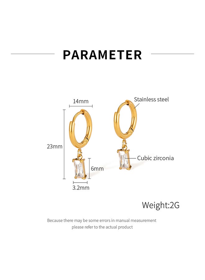 Women'S Stainless Steel Earrings Fashionable Temperament Geometric Rectangular Zircon All-Match Earrings - Image 3
