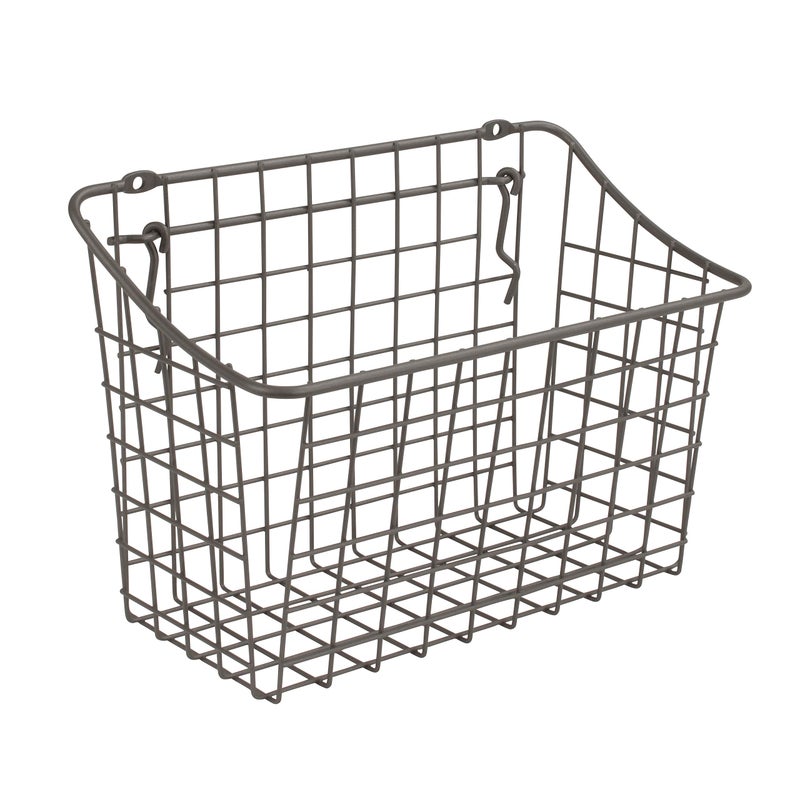 Spectrum Spectrum Pegboard  Wall Mount Wire Basket Large Industrial Gray  Storage  Organizer for Garage Tools Shed Home Work Bench Crafts  More 
