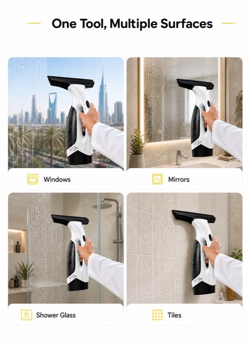 Ump Cordless Window Vacuum Cleaner, 2000Pa Handheld Window Squeegee, 2200mAh Rechargeable Window Vacuum Squeegee, Electric Cleaning Tool, Extension Pole, Spray Bottle & Microfiber Cloth – Shower Glass, Mirrors, Car Windows, Tiles & Windows - Image 5