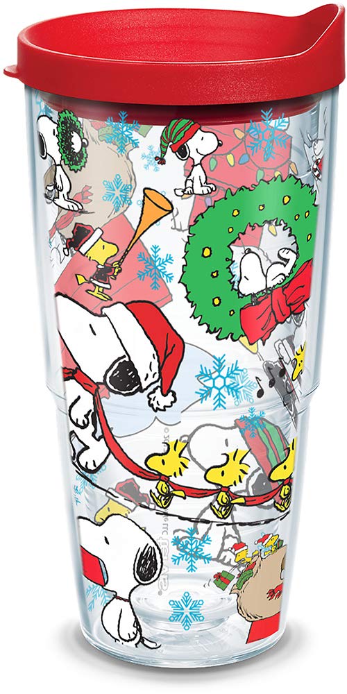 Tervis Peanuts Christmas Collage Made in USA Double Walled Insulated Tumbler Travel Cup Keeps Drinks Cold Hot 24oz Classic
