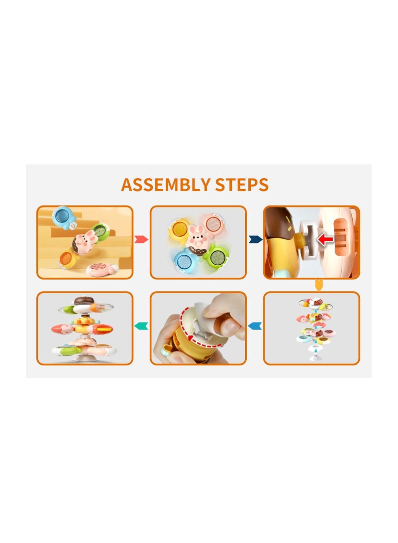 SYOSI Baby Suction Cup Toys for 1-2 Year Olds, High Chair Spinner Toy Toddler Sensory Play Rattle Toys Interactive Toddler Toys First Birthday Present Ideas Engaging Highchair Toys for 1-2 Year Olds - Image 5