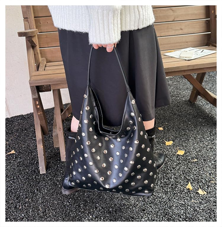 Geelyda Tote Bag for Women Studded Hobo Bag Soft Vegan Leather Shoulder Handbag Large Slouchy Purses - Image 2