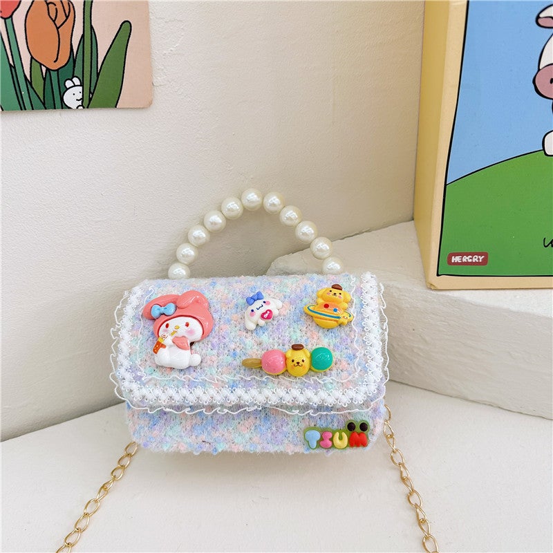 Kids Chain Strap Shoulder Bag for Autumn Winter Purple color 