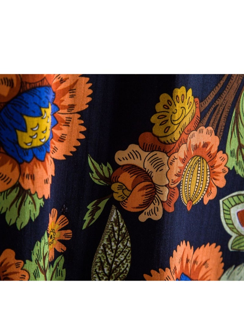 Summer new floral men's casual short-sleeved floral shirt - Image 5