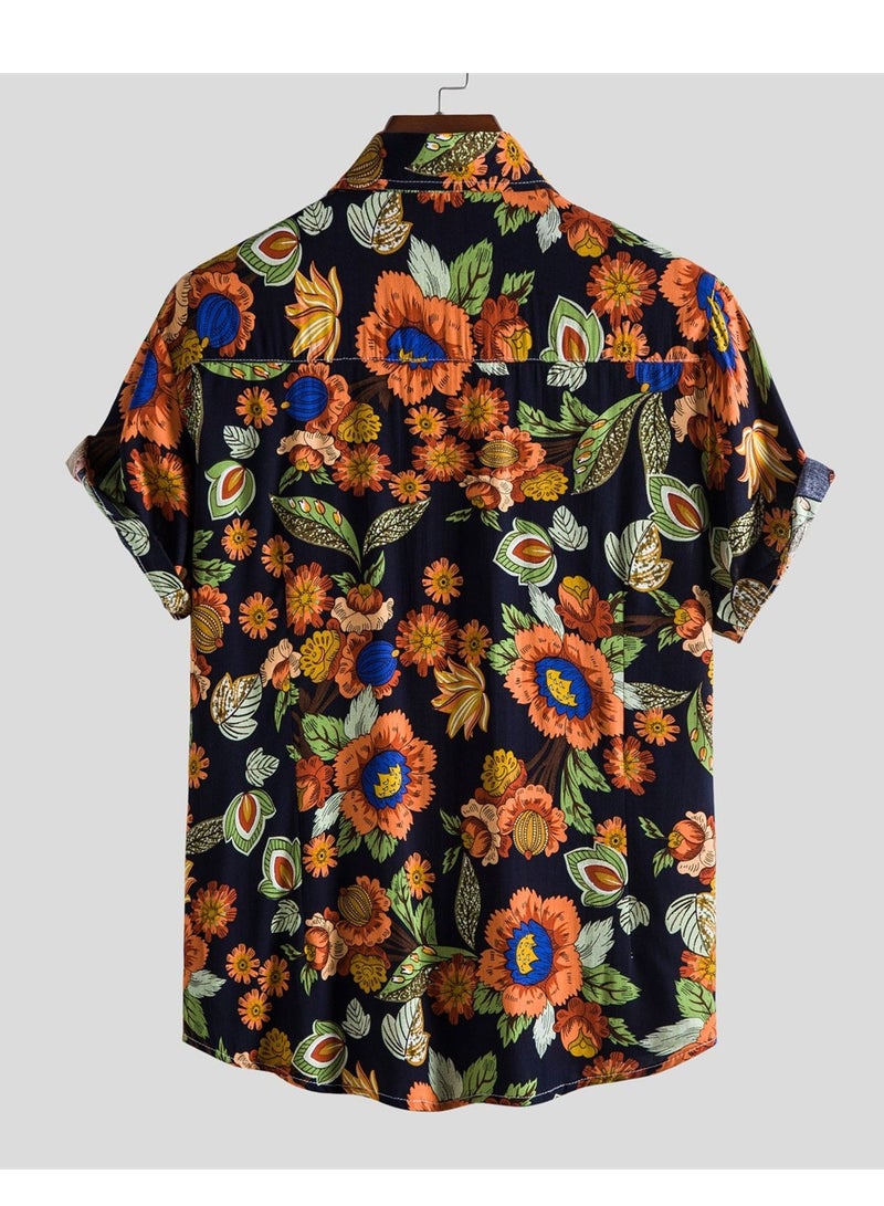 Summer new floral men's casual short-sleeved floral shirt - Image 2
