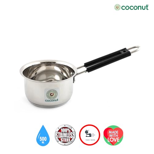 Coconut Stainless Steel - Multipurpose Sauce Pan | Ideal for Heating Milk, Making Tea & Coffee | Heavy Gauge, Capsulated Base & Bakelite Handle | Induction Base | Must Have Kitchen Essential | 500ml - Image 4