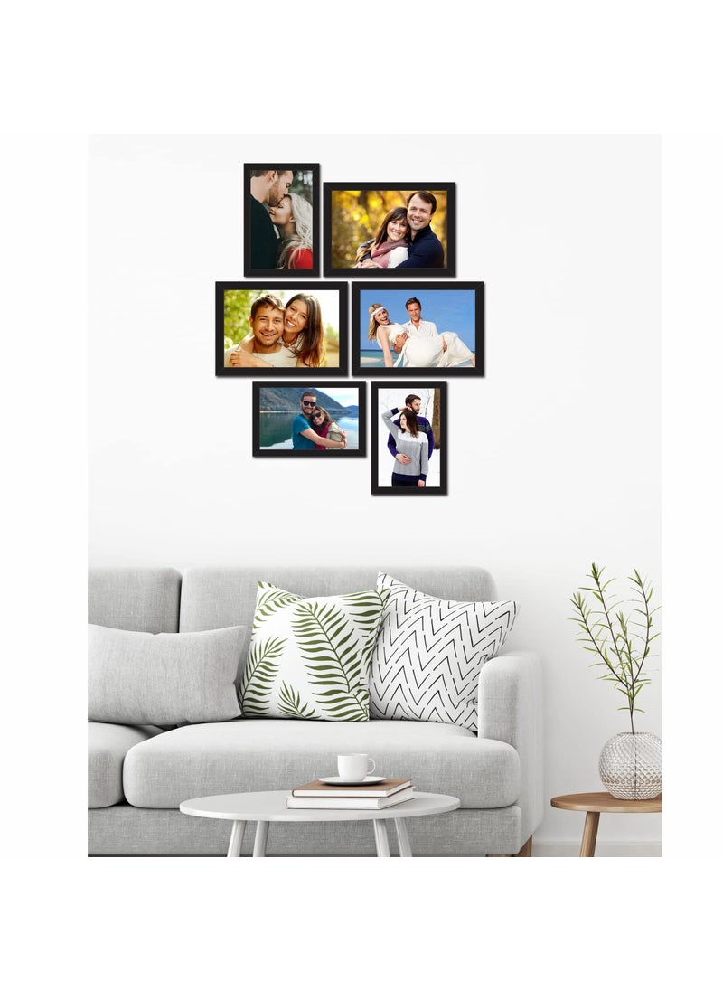 Paper Plane Design PAPER PLANE DESIGN Collage Photo Frames (Set of 6, Wall Hanging),Black  - Image 2