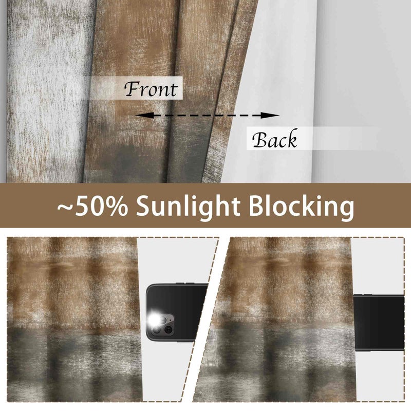 Asuexpect Abstract Curtains for Living Room 2 Panels Abstract Rust Curtain Room Darkening Grommet Window Drapes Modern Decorative Window Treatments for Bedroom, 52x84 Inches, Tan - Image 2