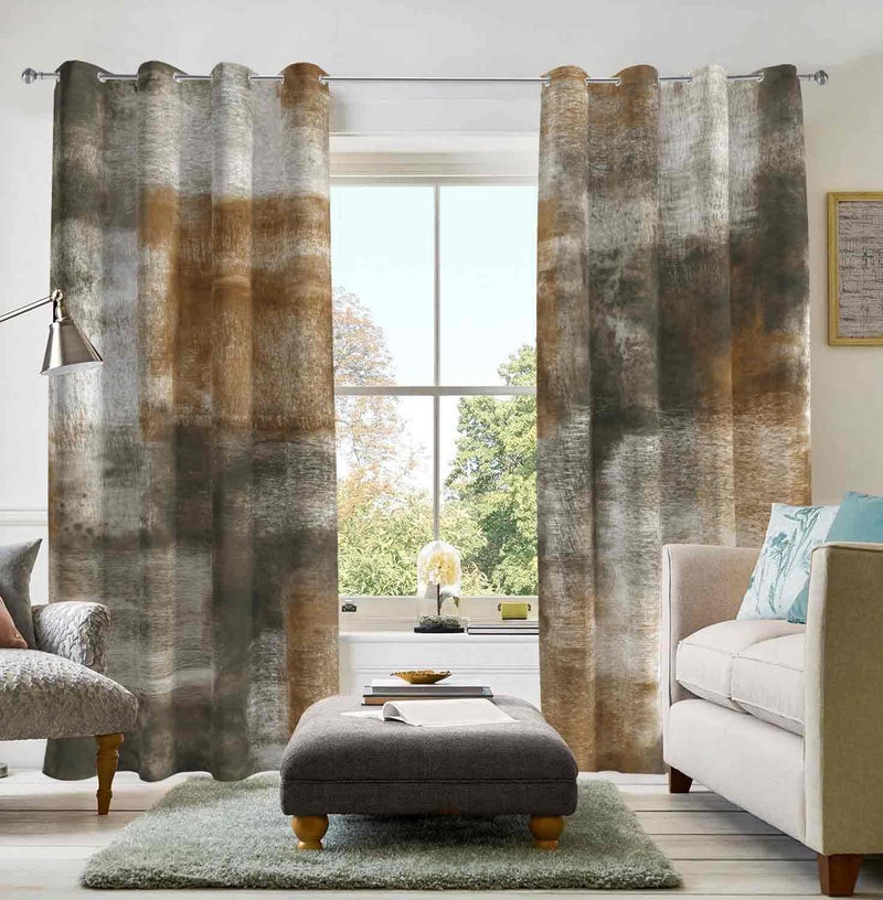 Asuexpect Abstract Curtains for Living Room 2 Panels Abstract Rust Curtain Room Darkening Grommet Window Drapes Modern Decorative Window Treatments for Bedroom, 52x84 Inches, Tan - Image 5