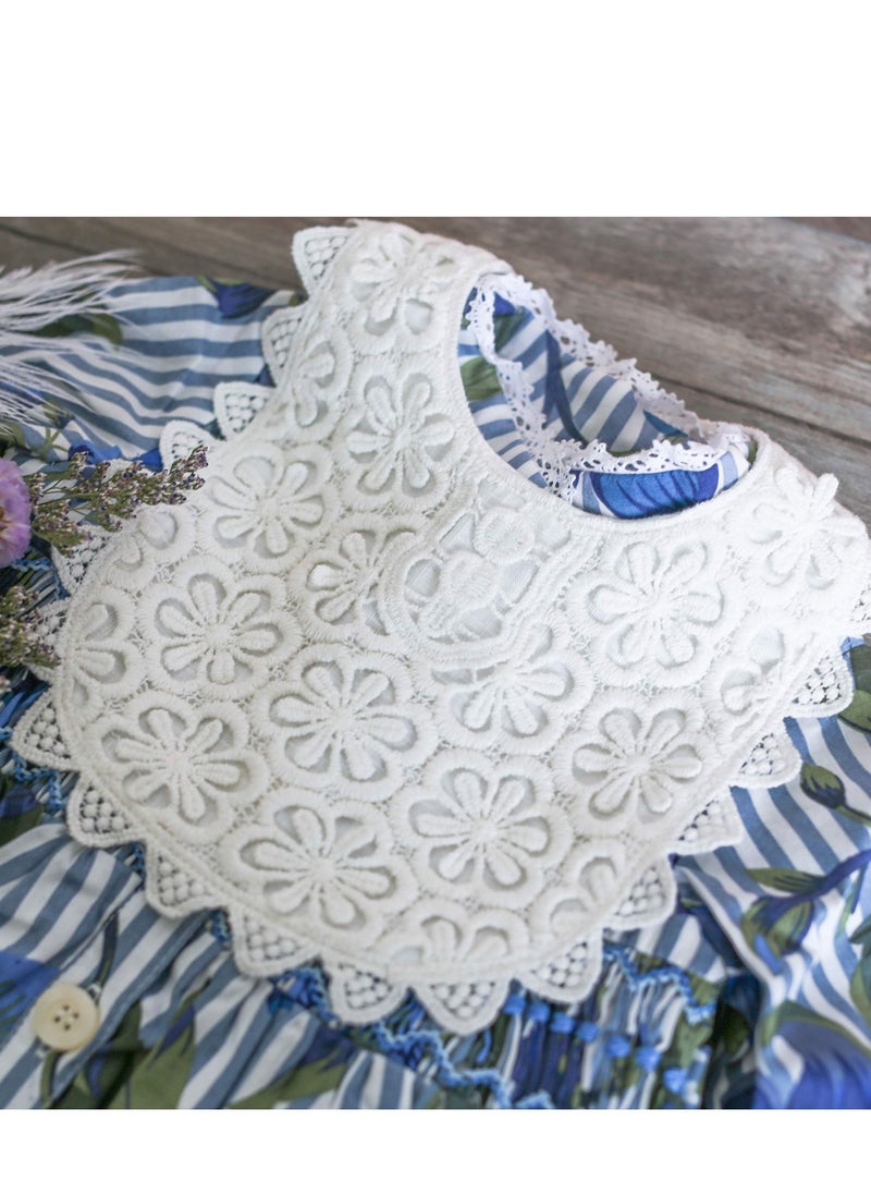 Y&D 2 Pack Baby Drool Bibs, Drooling and Teething Bibs Lace Fake Collar Bib Set for Toddler Girls Gift (White+Beige)  - Image 3