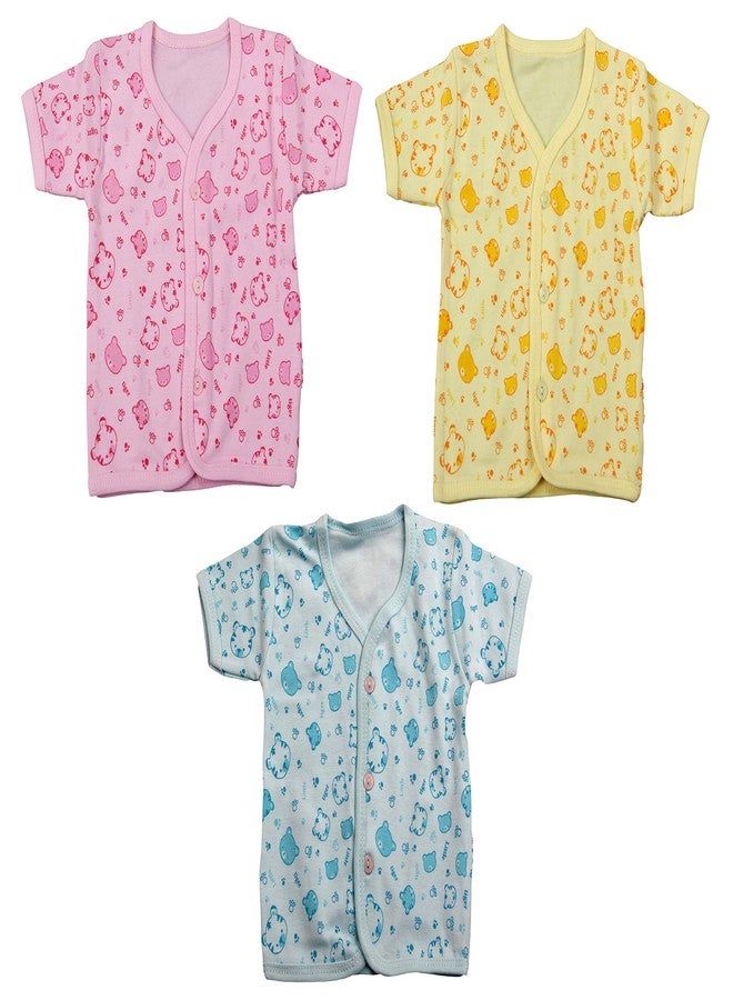 favism Pure Ultra Soft Cotton New Born Baby Tshirt top Combo Pack of 3 pcs, Pink Yellow Blue, Size 0-3 Months, Unisex - Image 1