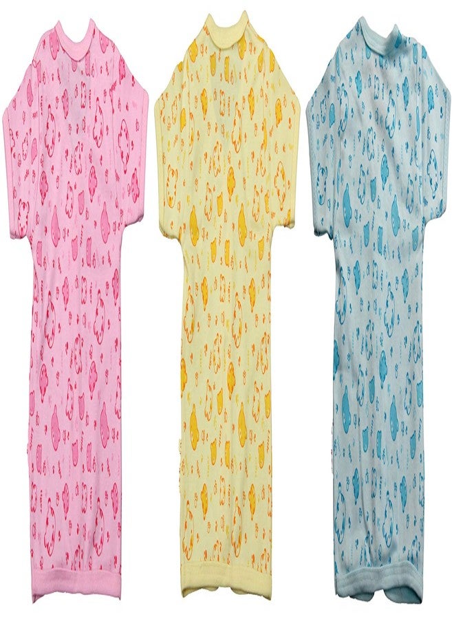 favism Pure Ultra Soft Cotton New Born Baby Tshirt top Combo Pack of 3 pcs, Pink Yellow Blue, Size 0-3 Months, Unisex - Image 2