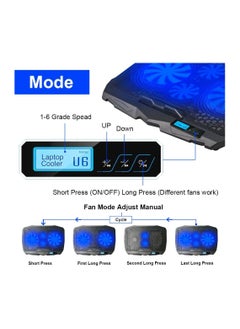 Generic Riamoon Quiet Laptop Cooling Fan with 2 USB Ports & Blue LED Light LCD Display for 10-15.6in PC  - Image 3