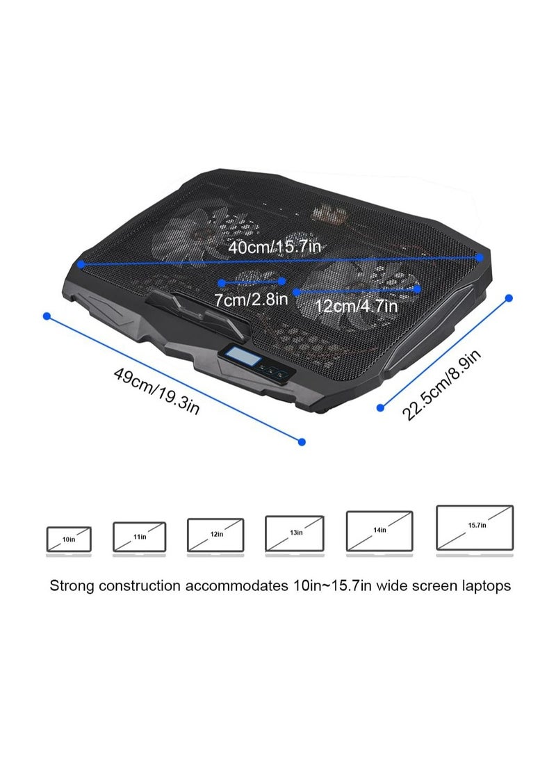 Generic Riamoon Quiet Laptop Cooling Fan with 2 USB Ports & Blue LED Light LCD Display for 10-15.6in PC  - Image 2