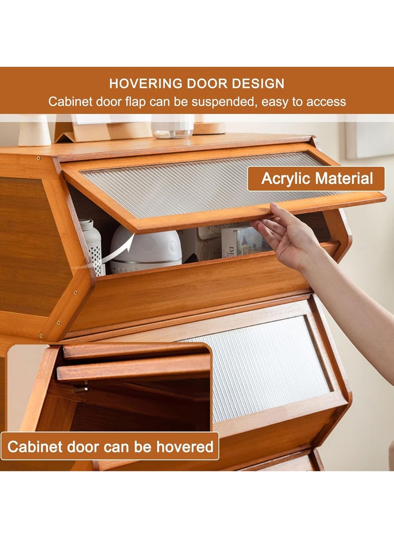Beauenty 1pcs Bamboo Storage Organiser, Cabinet Organizer Multi-Purpose, with Reversible Doors, Stackable Larger Box for Books, Snacks, Toys, Miscellaneous Items,Brown,70×31cm/28×12in - Image 3