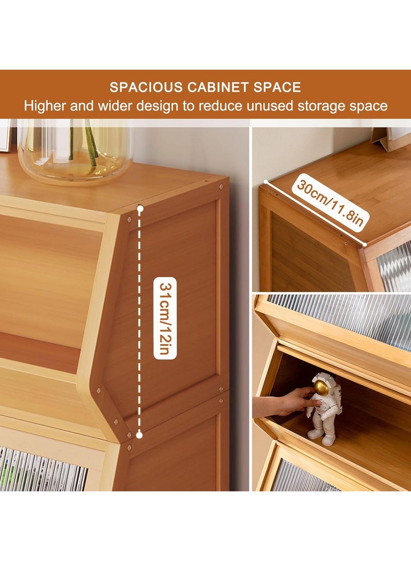 Beauenty 1pcs Bamboo Storage Organiser, Cabinet Organizer Multi-Purpose, with Reversible Doors, Stackable Larger Box for Books, Snacks, Toys, Miscellaneous Items,Brown,70×31cm/28×12in - Image 5