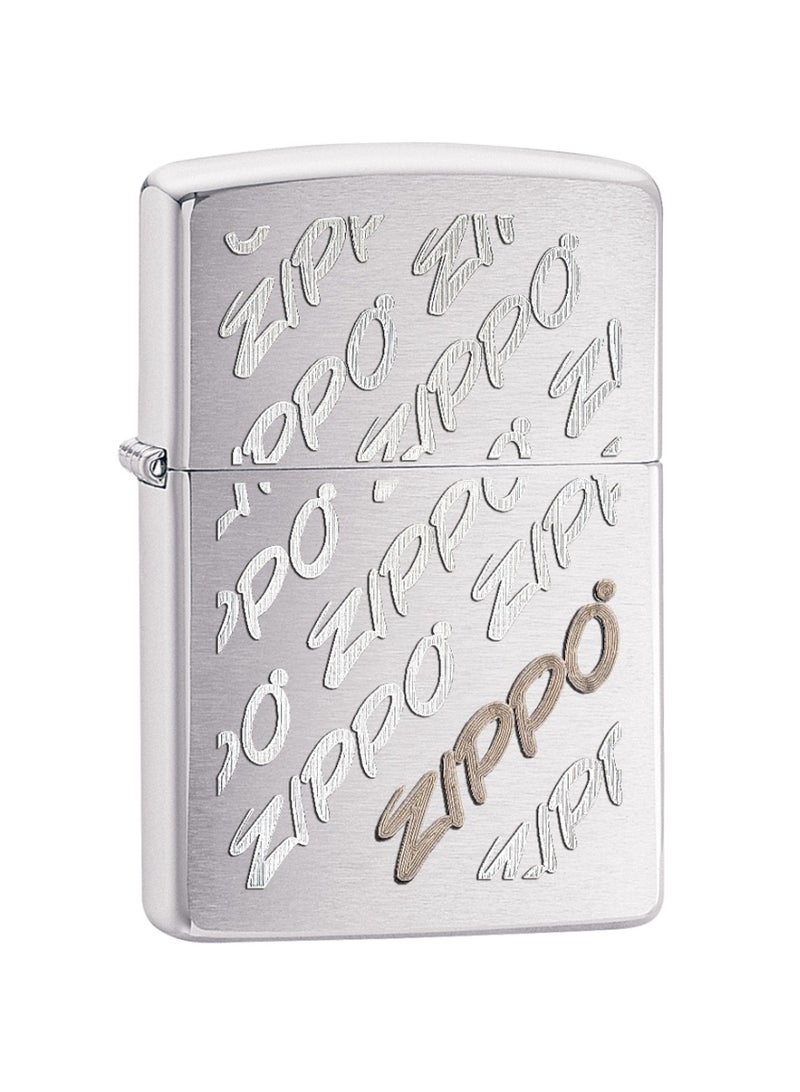 Zippo Script Brushed Chrome Lighter (Silver-Toned) - Image 1