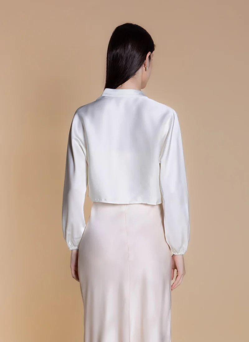 SHAPES Light Beige SATIN CROPPED JACKET for Women | Best Price UAE