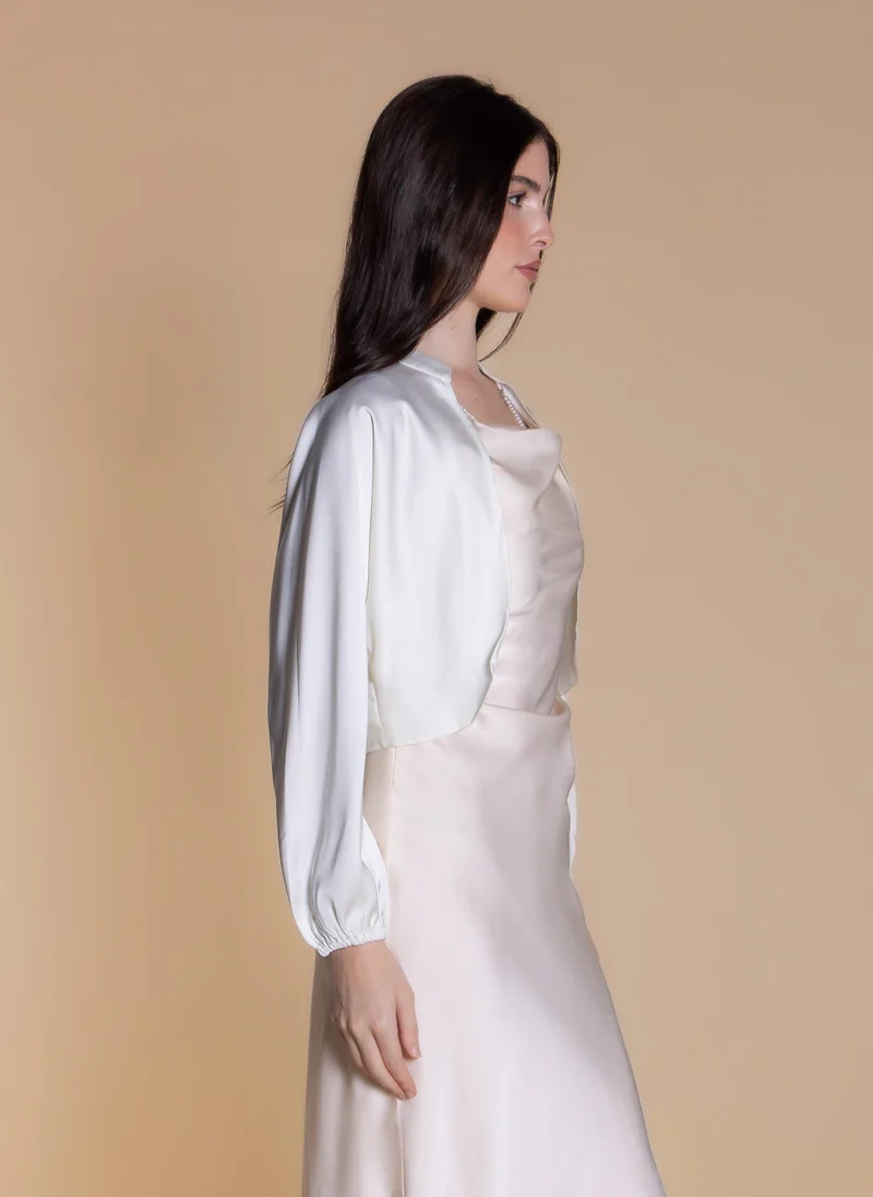 SHAPES Light Beige SATIN CROPPED JACKET for Women | Best Price UAE