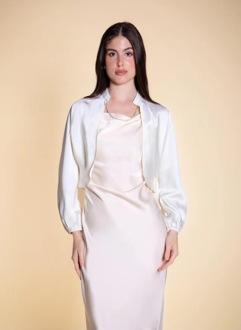 SHAPES SATIN CROPPED JACKET