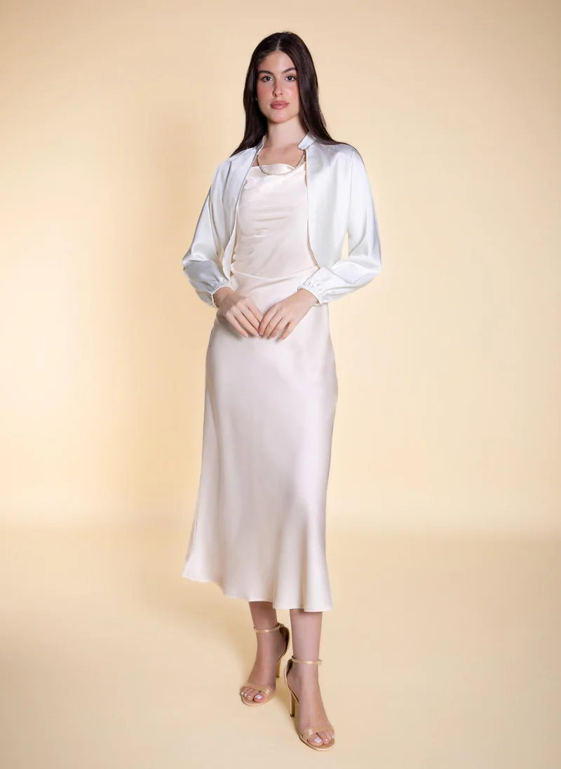 SHAPES SATIN CROPPED JACKET