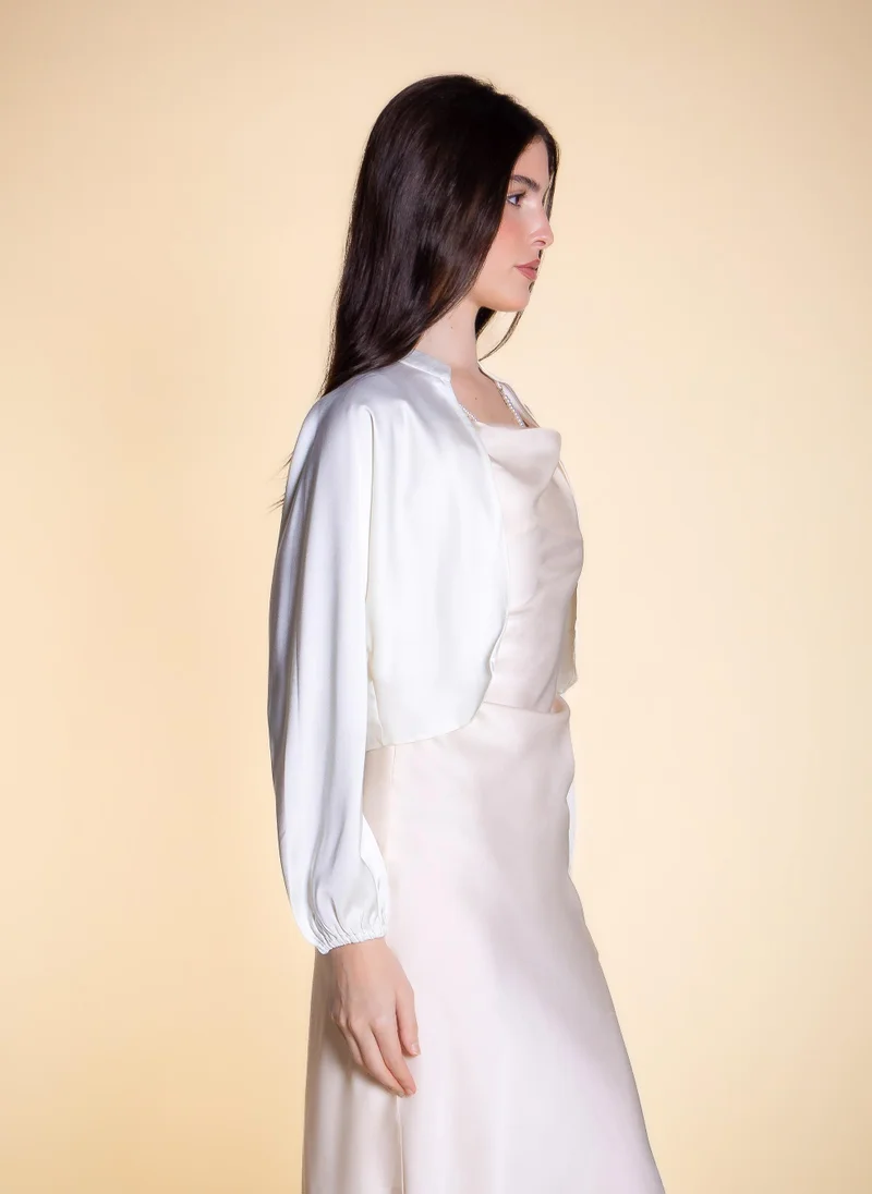 SHAPES Light Beige SATIN CROPPED JACKET for Women | Best Price UAE