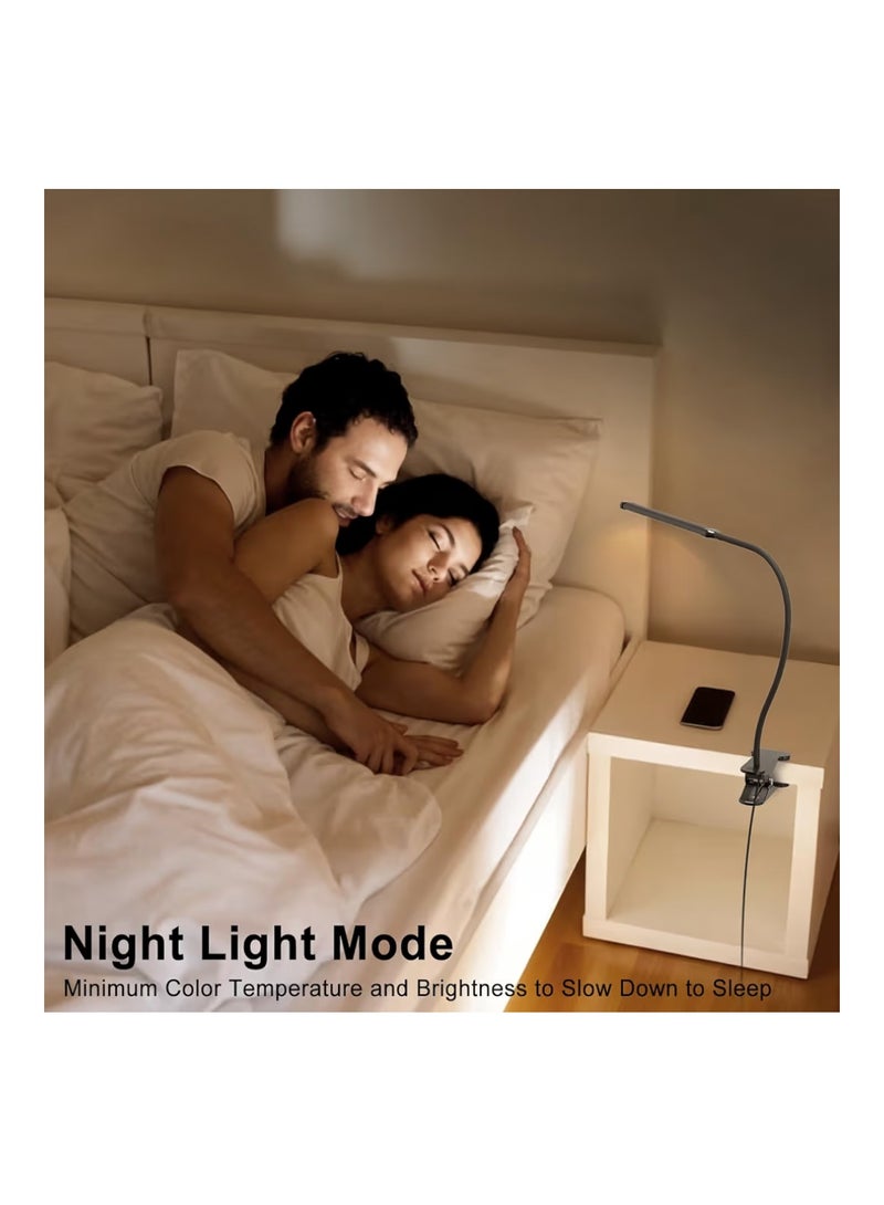Mojimdo Desk Lamp with Remote, 3 Color & 5 Brightness & 77LED Dimmable Reading Light, 40CM Flexible Gooseneck, Eye-Caring Clip on Light with Adapter for Reading Study Workbench Drafting - Image 5