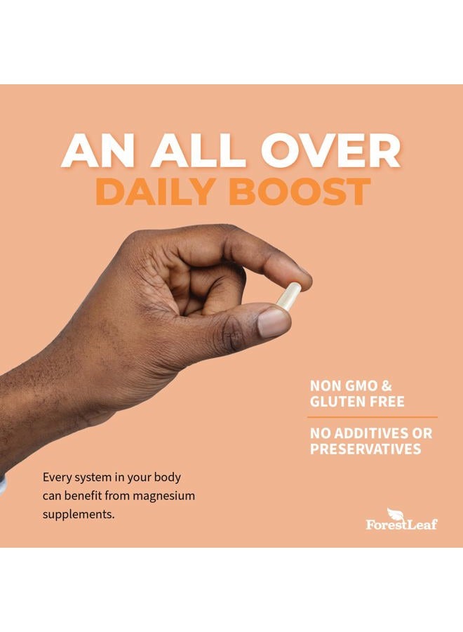 ForestLeaf مجمع المغنيسيوم 500 ملغ - كبسولات المغنيسيوم 500 ملغ - مكمل المغنيسيوم 500 ملغ - المغنيسيوم للنوم، المغنيسيوم للإمساك - مكمل المغنيسيوم للنساء (120 حبة) - Image 5