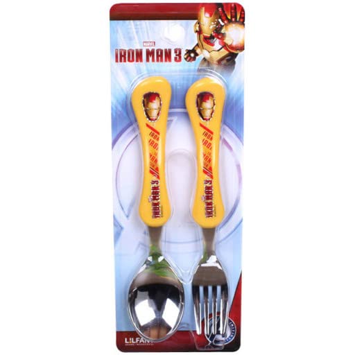 NS Iron Man Kids Spoon & Fork Set Easy Grip Kids Cutlery Flatware, Non-Toxic Stainless Steel Dinnerware - Image 3