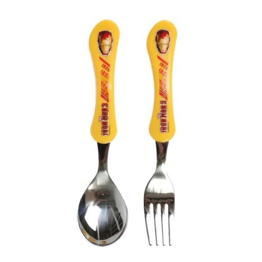 NS Iron Man Kids Spoon & Fork Set Easy Grip Kids Cutlery Flatware, Non-Toxic Stainless Steel Dinnerware - Image 1