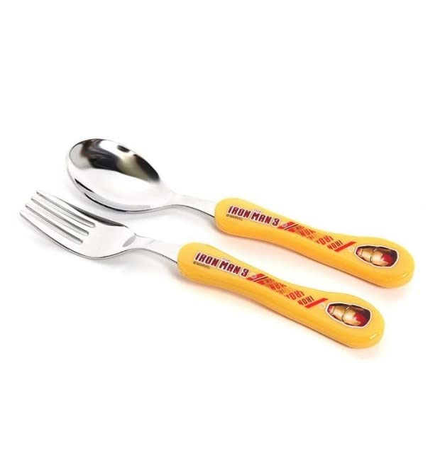 NS Iron Man Kids Spoon & Fork Set Easy Grip Kids Cutlery Flatware, Non-Toxic Stainless Steel Dinnerware - Image 2