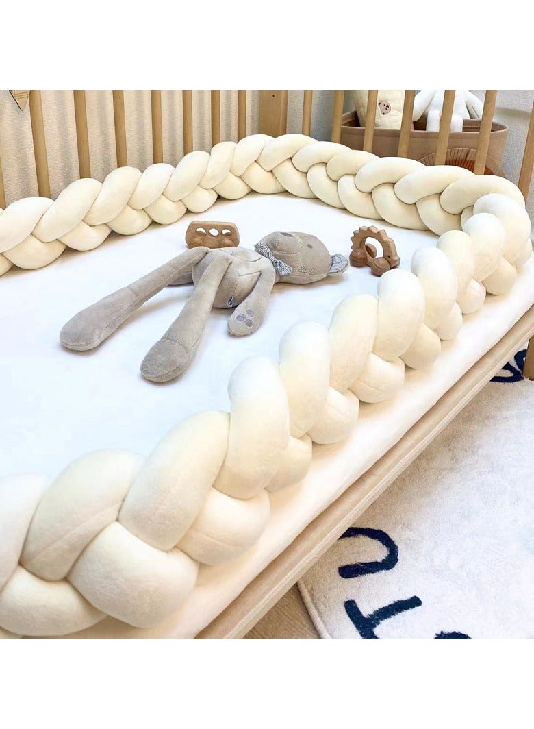 Baby Nest Newborn Cot Bumper, 2M Hand-Woven Soft Knot Pillow, Crib Bumper for Baby Bedding, Cozy  Safe Bed Protector, Durable Braided Crib Guard, Ideal Baby Gift – Beige - Image 1