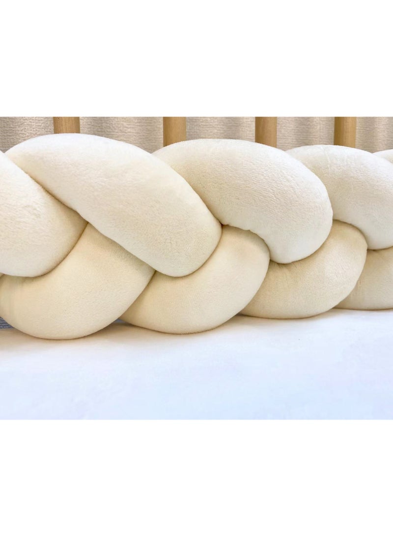 Baby Nest Newborn Cot Bumper, 2M Hand-Woven Soft Knot Pillow, Crib Bumper for Baby Bedding, Cozy  Safe Bed Protector, Durable Braided Crib Guard, Ideal Baby Gift – Beige - Image 2