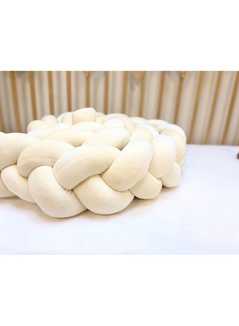 Baby Nest Newborn Cot Bumper, 2M Hand-Woven Soft Knot Pillow, Crib Bumper for Baby Bedding, Cozy  Safe Bed Protector, Durable Braided Crib Guard, Ideal Baby Gift – Beige - Image 3