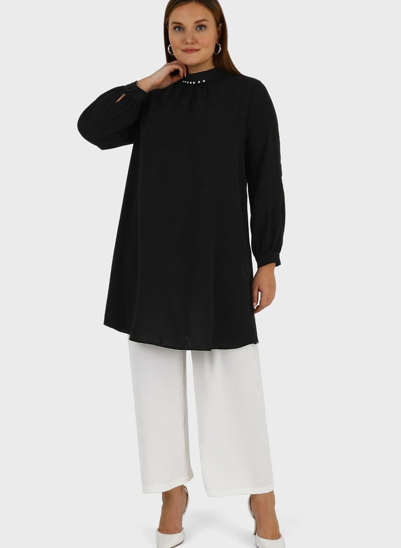 Alia by modanisa High Neck Tiered Hem Tunic - Image 1