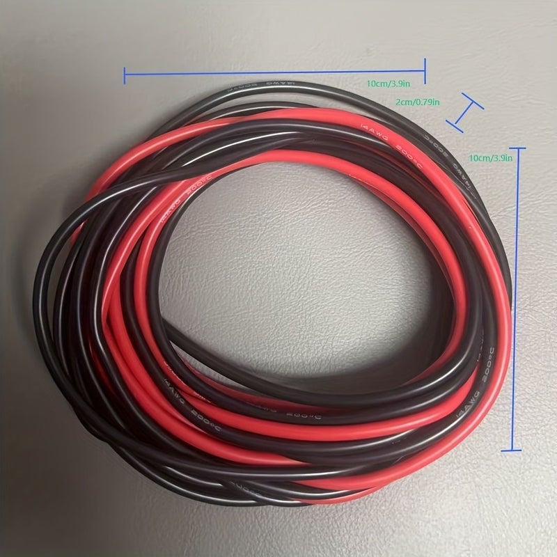 سلك نحاسي مجدول مرن للغاية عيار 14 AWG، معزول بالقصدير، بطول 78.74 بوصة باللونين الأحمر والأسود - Image 2