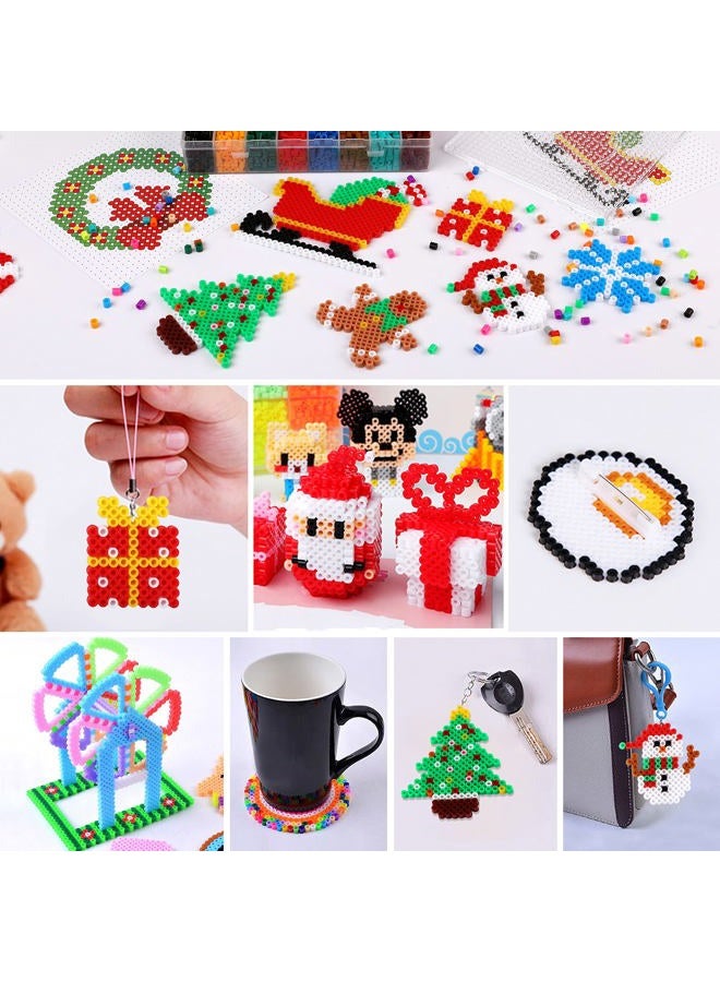 Augsun Christmas Fuse Beads Kit - 5100Pcs+ 24 Colors Crafting Melting Beads Set, 12 Styles Christmas Patterns 2Pcs 5mm Iron Pegboards for DIY Craft Making - Image 5